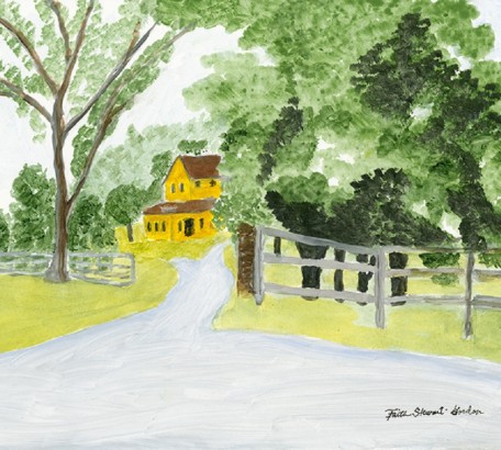 FARMHOUSE IN NEW PRESTON, CT, acrylic on gesso board, 11