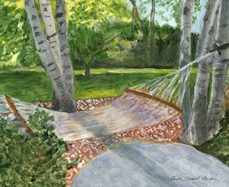 HAMMOCK AMONG BIRCHES acrylic on gesso board, 11