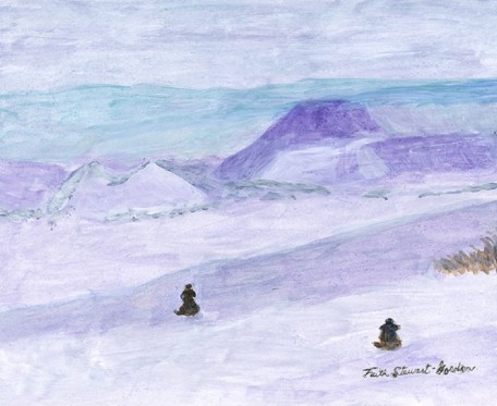 LAKE MYVATN IN WINTER, ICELAND, acrylic on gesso board, 11