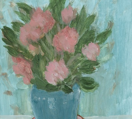 PINK BEGONIAS , acrylic on gesso board , 11