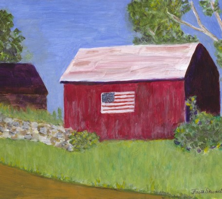 Red Barn with Flag, 