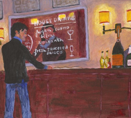 THE BAR AT AMARANTH , acrylic on gesso board , 11