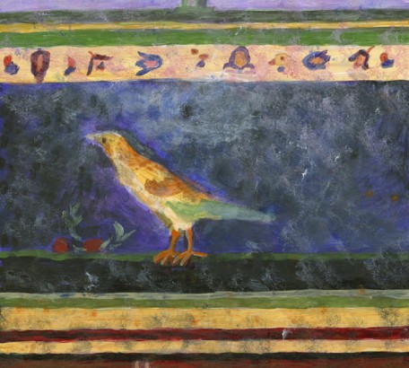 VARIATION ON STUDY OF BIRD FRESCO FROM POMPEII #2 , acrylic on gesso board , 11